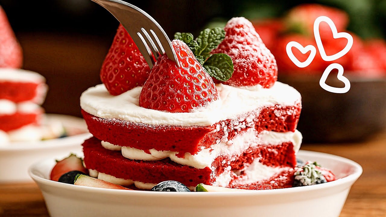 🍰 Red Velvet Chiffon Cake with Strawberry Cream Filling img